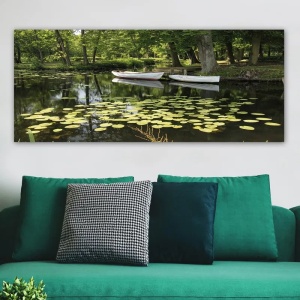 Tablou decorativ Re-Bloom, lemn/panza, verde, 50 x 120 cm - Img 3