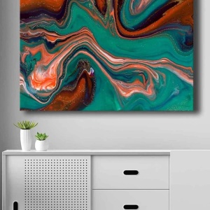 Tablou decorativ Re-Bloom, model abstract, lemn/panza, 70 x 100 cm - Img 3