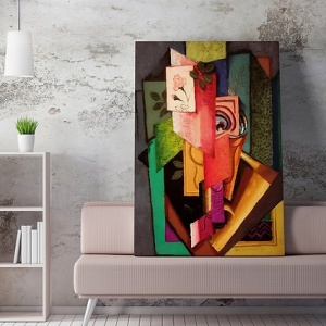 Tablou decorativ Re-Bloom, model abstract, lemn/panza, multicolor, 50 x 70 cm - Img 3