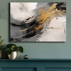 Tablou decorativ Re-Bloom, model abstract, lemn/panza, multicolor, 70 x 100 cm