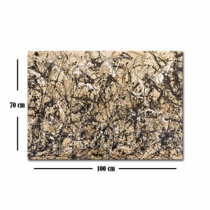 Tablou decorativ Re-Bloom, model abstract, lemn/panza, negru/bej, 70 x 100 cm - Img 3