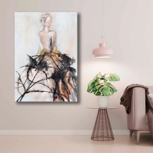 Tablou decorativ Re-Bloom, model femeie, panza/lemn, multicolor, 70 x 100 cm