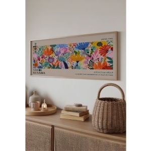Tablou decorativ Re-Bloom, model floral, lemn masiv/MDF, multicolor, 33 x 70 cm - Img 3