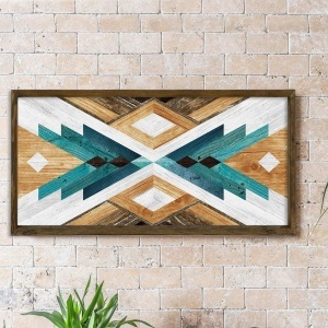 Tablou decorativ Re-Bloom, model geometric, MDF/lemn masiv, multicolor, 120 x 60 cm - Img 3