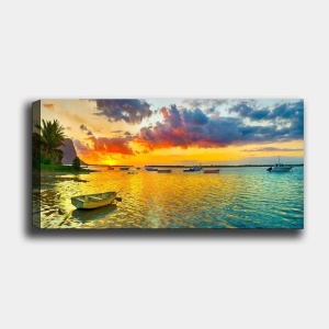 Tablou decorativ Re-Bloom, model peisaj, panza/lemn, 50 x 120 cm - Img 1
