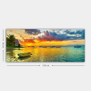 Tablou decorativ Re-Bloom, model peisaj, panza/lemn, 50 x 120 cm - Img 2