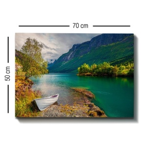 Tablou decorativ Re-Bloom, model peisaj, panza/lemn, multicolor, 50 x 70 cm - Img 4