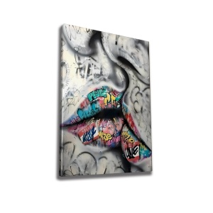 Tablou decorativ Re-Bloom, model sarut, panza/lemn, multicolor, 50 x 70 cm