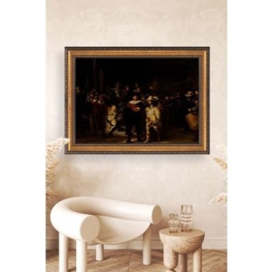 Tablou decorativ Re-Bloom, panza/lemn, auriu/negru, 70 x 100 cm - Img 3