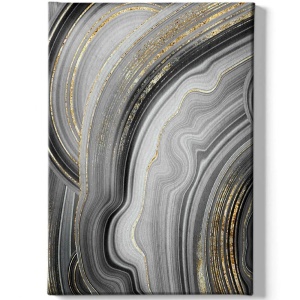 Tablou decorativ Re-Bloom, panza/lemn, gri/auriu, 70 x 100 cm