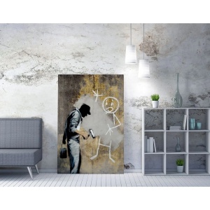 Tablou decorativ Re-Bloom, panza/lemn, gri/negru/auriu, 70 x 100 cm - Img 2