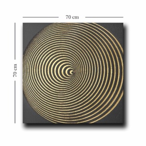 Tablou decorativ Re-Bloom, panza/lemn, negru/auriu, 70 x 70 cm - Img 2