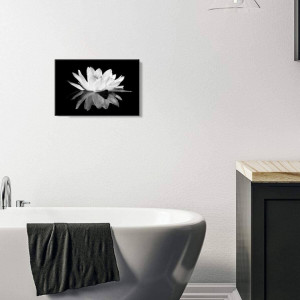 Tablou KEKEMONO, model floare de lotus, panza, alb/negru, 40 x 60 cm - Img 3