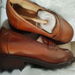 Tamaris, Pantofi loafer uni din piele, Maro scortisoara, 38, Resigilat, Grad A - Img 2