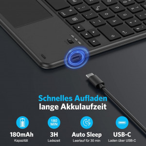 Tastatura wireless pentru iPad Emetok , plastic, negru, 78 taste, 24,6 x 18 x 0,6 cm