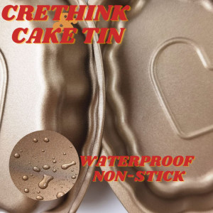 Tava de tort in forma de inima Crethink, otel carbon, auriu, 12, 5 cm - Img 4