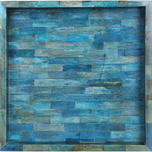 Tava decorativa Artizanat Home, albastru, lemn, 30 x 30 cm - Img 3