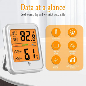 Termometru digital cu contor de umiditate XTVTX, ABS, alb, 85 x 65 mm