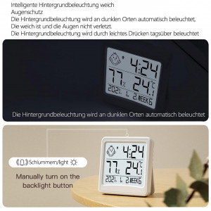 Termometru digital de camera FenLau, LCD, alb, 9,7 x 9 x 2 cm - Img 6