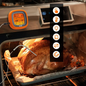 Termometru digital pentru carne Bbqgo, ecran LCD, plastic/metal, portocaliu/negru/argintiu