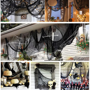 Tesatura decorativa de Halloween RHYUUI, negru, bumbac, 800 x 200 cm - Img 4