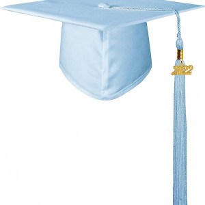 Toca absolvire GraduationMall, poliester, albastru deschis/auriu, 23 x 23 cm - Img 1