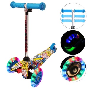 Trotineta cu 3 roti si luminite multicolore, Albastru, PC 54-B