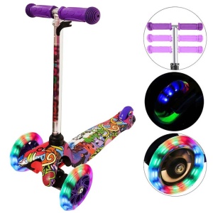 Trotineta cu 3 roti si luminite multicolore, Mov, PC 54-E - Img 1