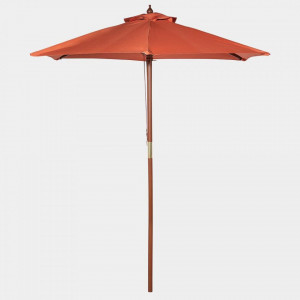 Umbrela de soare 2M, portocalie, tesatura/lemn/metal