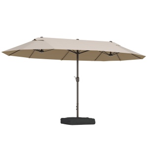 Umbrela gradina dubla cu manivela, baza transversala si balast, otel/poliester, 455x265x238cm, Kaki - Verificat A · Re-Bloom