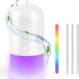 Umidificator portabil RUXAN, RGB, plastic, alb, 18 x 8,4 x 8,4 cm, 400 cm