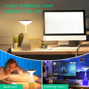 Veioza cu touch control compatibila cu Alexa Winees, LED, alb, iluminare multicolor, 30 x 16 cm - Img 3
