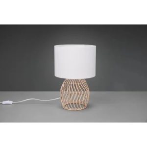 Veioza Gorgonio, ratan/textil, alb/natur, 38 x 25 x 25 cm - Img 5