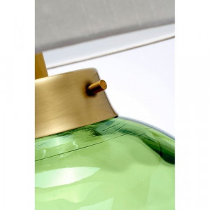 Veioza Morrice, metal/sticla/textil, verde inchis/alama/alb, 55,5 x 35,5 cm
