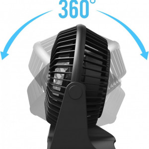 Ventilator de birou cu cap rotativ Honyin, USB, 3 viteze, ABS, negru - Img 4
