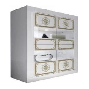 Vitrina Sheyla LC, MDF, alb, 162 x 102 x 43 cm