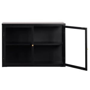 Vitrina Talavan, metal/sticla securizata, negru, 90 x 60 x 25 cm