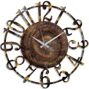 Wallity ceas decorativ de perete, metal 100% grosime 1.5mm, diametru 48 cm, maro/auriu - Verificat A · Re-Bloom