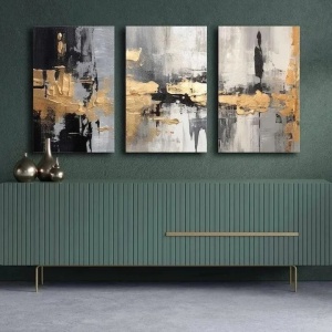 Wallity set 3 tablouri decorative canvas, 3x45x70 cm, dimensiune totala 145x70 cm, panza 100% 2.8mm, rama lemn pin 100%, multicolor - Verificat A · Re-Bloom