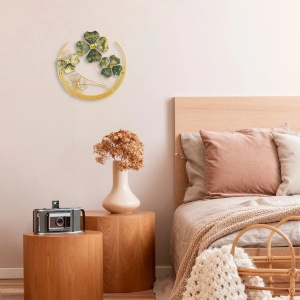 Wallxpert accesoriu decorativ perete, metal 100%, 50x50x5 cm, pictat manual, verde/auriu - Verificat A · Re-Bloom - Img 4