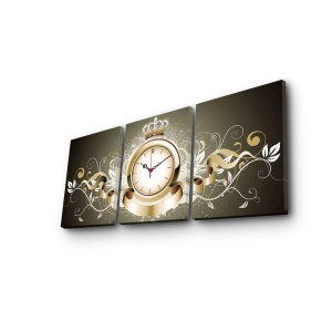 Wallxpert ceas decorativ perete set 3 piese, panza piele caprioara/rama lemn 3cm, 3x30x40 cm, total 96x40 cm, multicolor - Verificat A · Re-Bloom