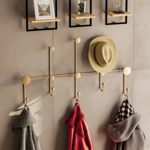 Wallxpert cuiere de perete metal, 80x45x10 cm, grosime 9mm, capacitate 10 kg, 1.068 kg, auriu - Verificat A · Re-Bloom - Img 3