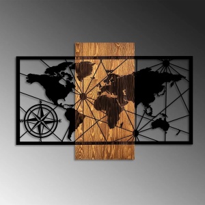Wallxpert decor de perete lemn/metal, 84x57 cm, lemn 100% 3cm + metal 1.5mm, nuc/negru - Verificat A · Re-Bloom - Img 5