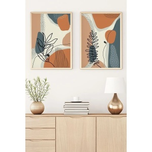 Wallxpert set 2 tablouri decorative cu rama, 2x50x70 cm, MDF 3mm, cadru lemn masiv 2.5 cm, multicolor - Verificat A · Re-Bloom - Img 2