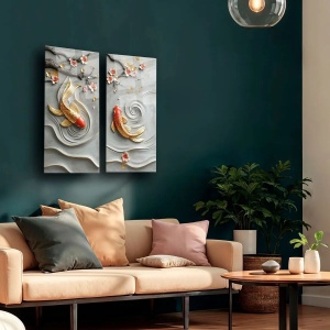Wallxpert set 2 tablouri pe sticla securizata, 2x35x70 cm, dimensiune totala 73x70 cm, sticla 100% grosime 4mm, imprimare UV, multicolor - Verificat A · Re-Bloom - Img 4