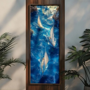 Wallxpert tablou decorativ inramat, 40x120 cm, MDF 3mm, imprimare UV, cadru lemn pin 3.5mm, format panoramic, multicolor - Verificat A · Re-Bloom - Img 4