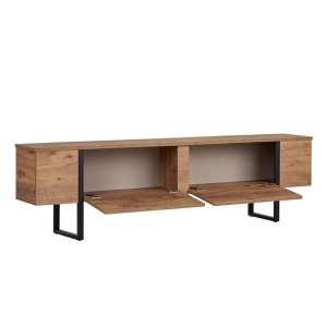 Woody Fashion comoda TV Onera, PAL melaminat, 180x30x50cm, Maro/Negru - Verificat A · Re-Bloom - Img 3
