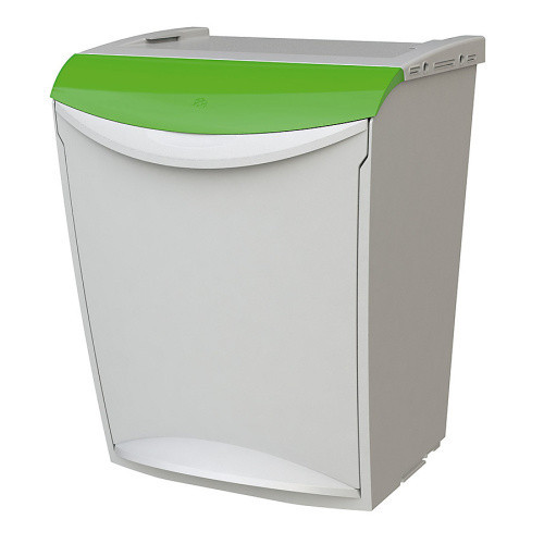 Container de gunoi pentru sortarea deseurilor, stivuibil, gri cu capac verde, 25L