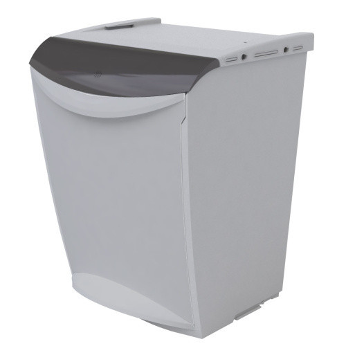 Container de gunoi pentru sortarea deseurilor, stivuibil, gri cu capac negru, 25L