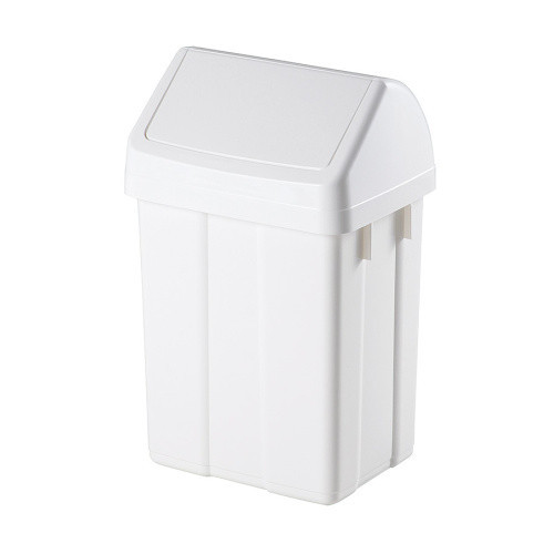 Cos de gunoi plastic Patty, cu capac batant, alb, 50L
